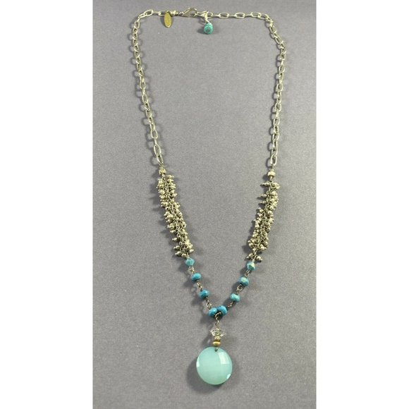 Sophia Forero 925 Turquoise Necklace Beaded Dangle Designer Signed - Picture 1 of 5